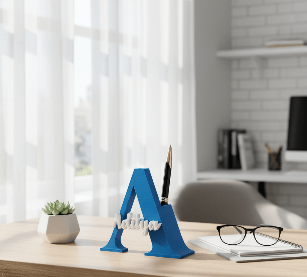 Personalized 3D Name Pen Stand - Blue - Image 3