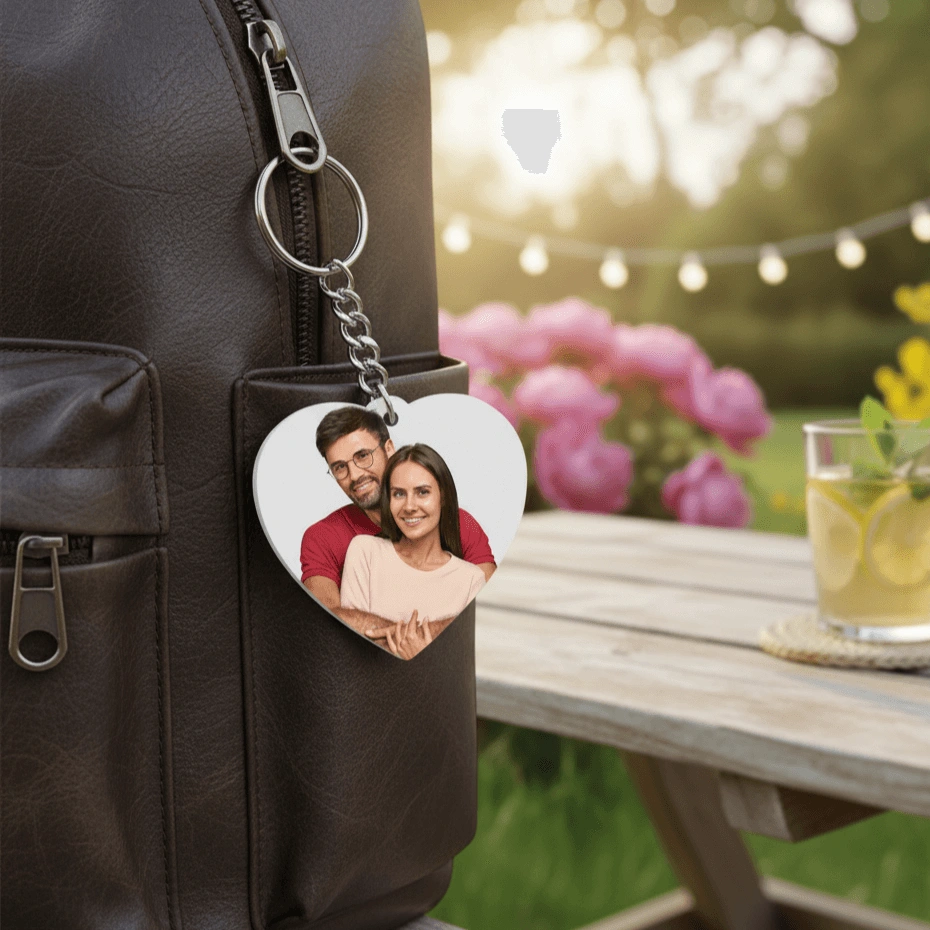 Personalized Love Shape Couple Key Chain - Image 2