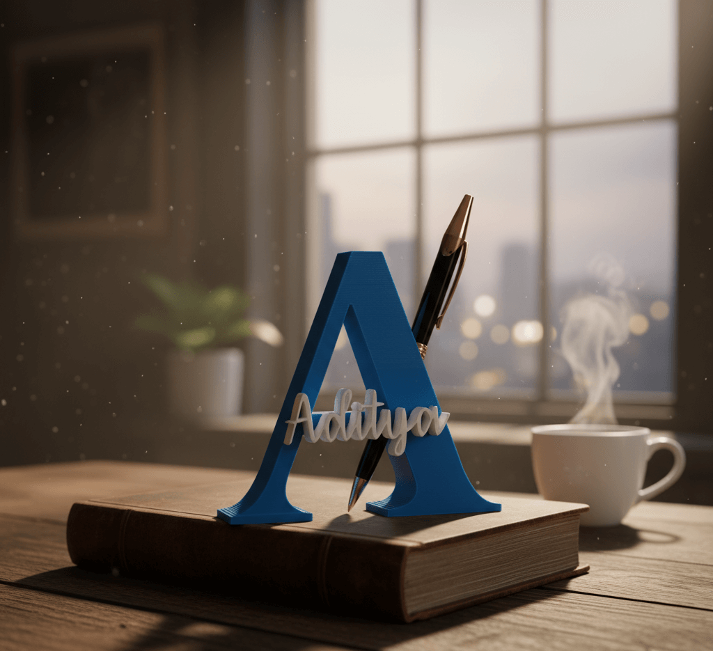 Personalized 3D Name Pen Stand - Blue - Image 2